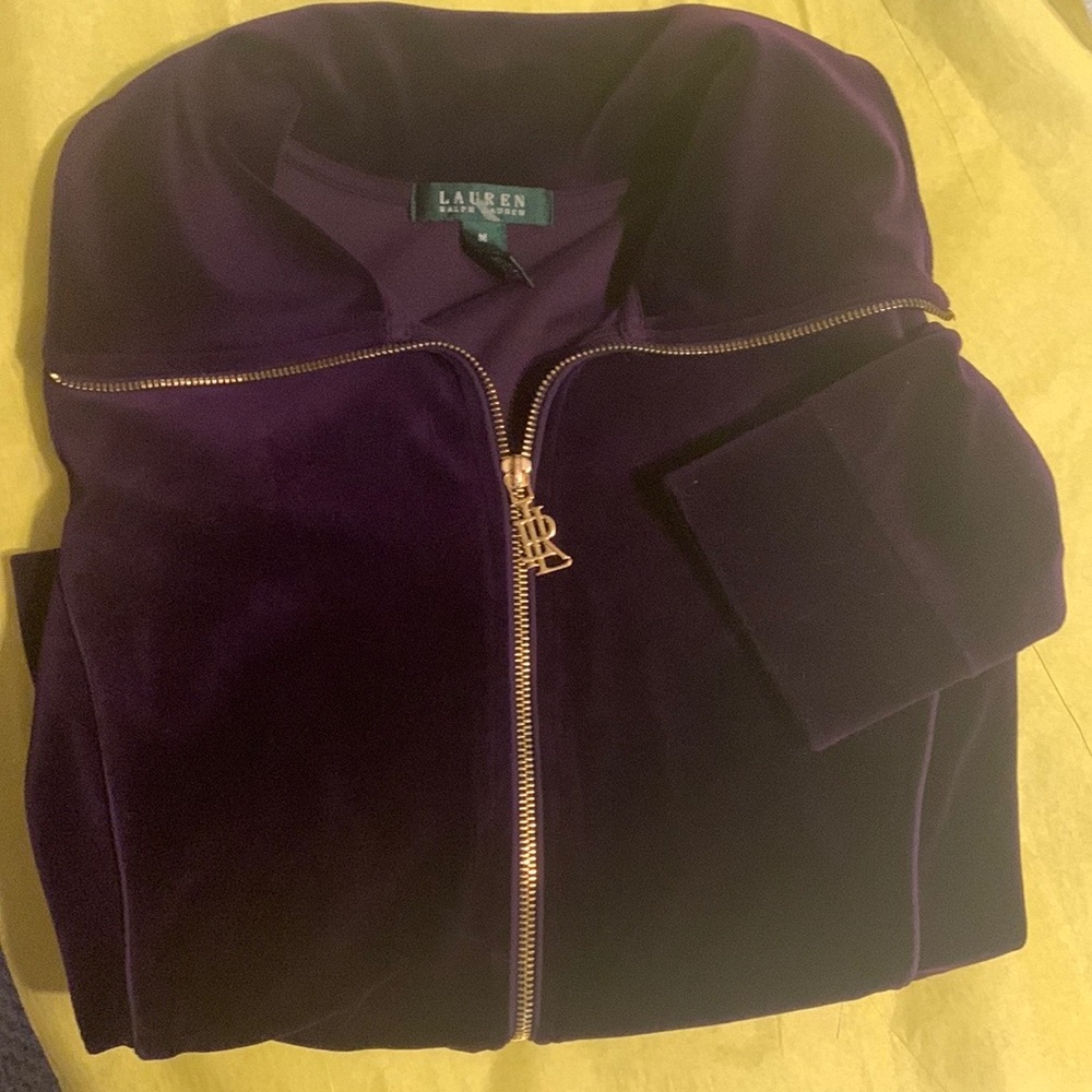 ⭐️Ralph Lauren- vintage-inspired, collared, velour, track suit jacket (only).⭐️